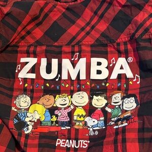 Zumba Fitness Red and Black Plaid Shirt
